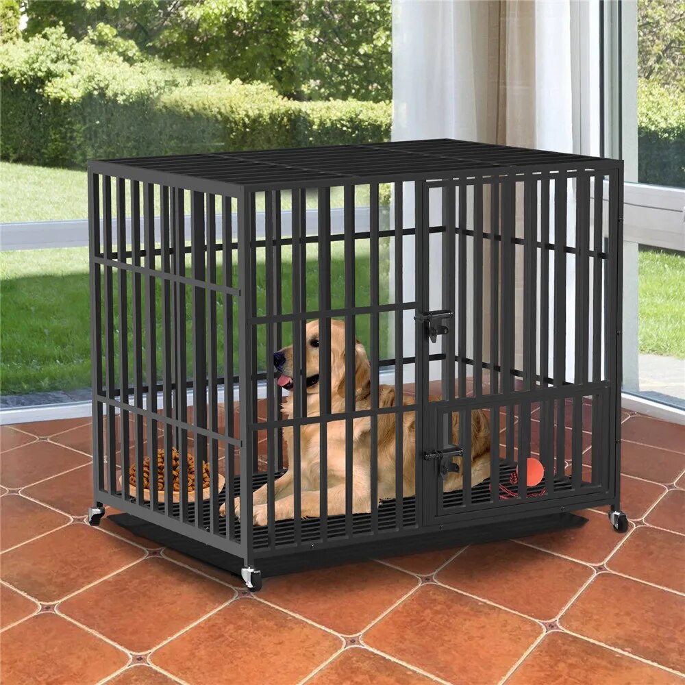 37” 42” 46” Heavy Duty Dog Cage / Playpen with Wheels - okpetssupplies.com