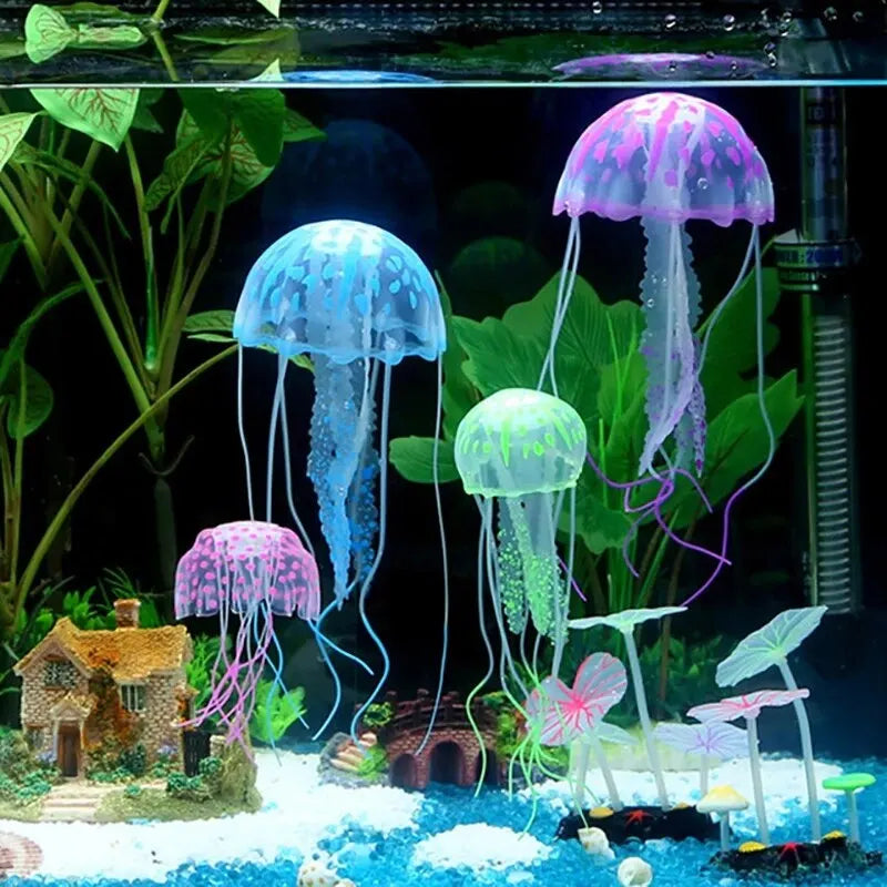 Artificial Jellyfish Fluorescent Transparent Floating Simulated Jellyfish - okpetssupplies.com