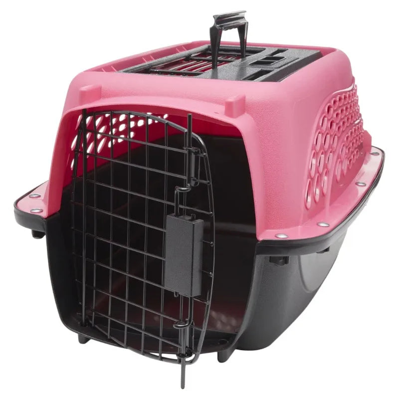 2-Door Top Load Dog Kennel, Pink, 19"L