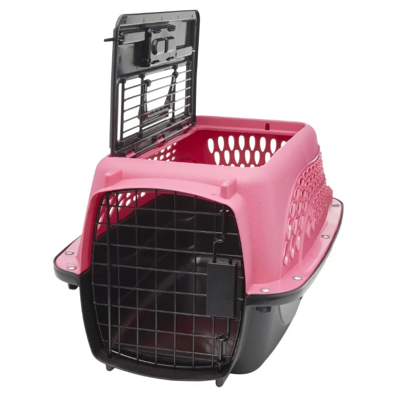 2-Door Top Load Dog Kennel, Pink, 19"L