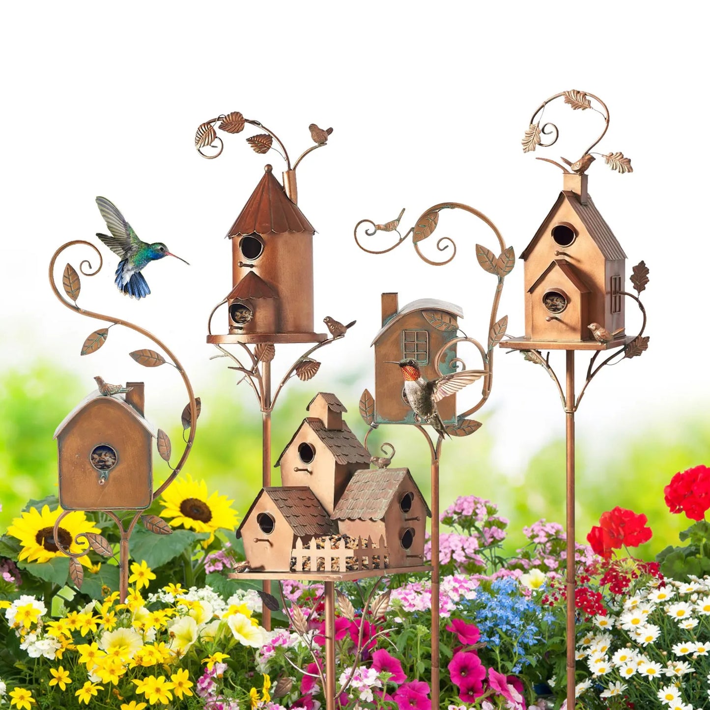 Retro  copper Bird House With Pole