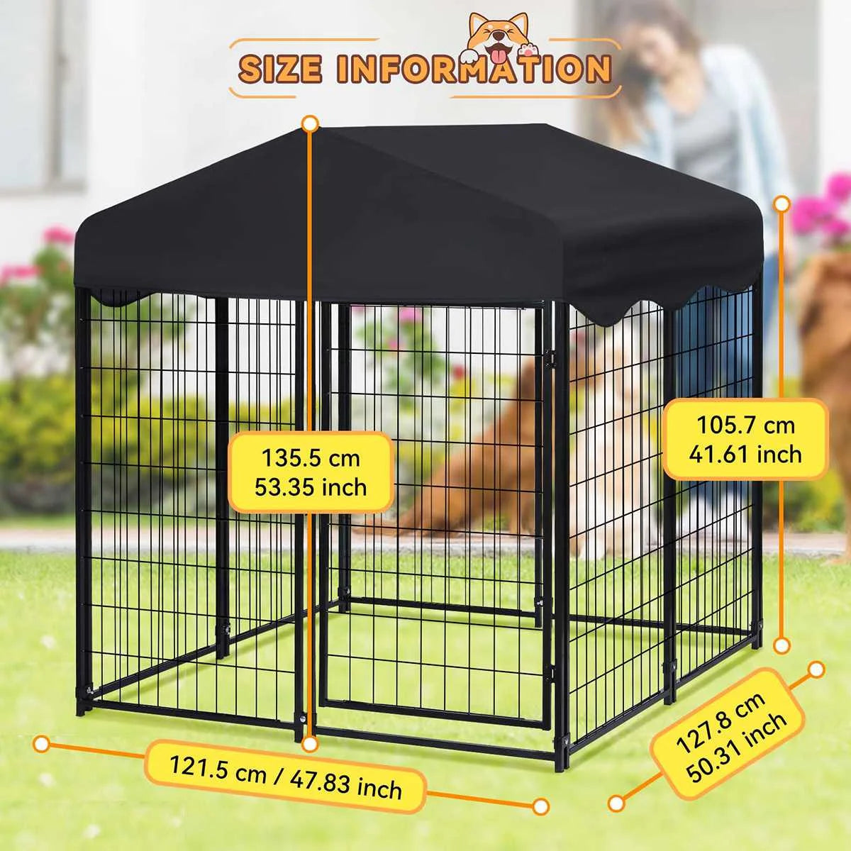 LargeKennel 4ft x 4.2ft x 4.5ft Fence/ Roof - okpetssupplies.com