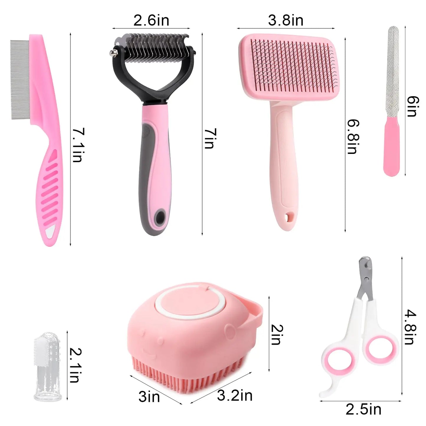 8-piece dog brush grooming set,