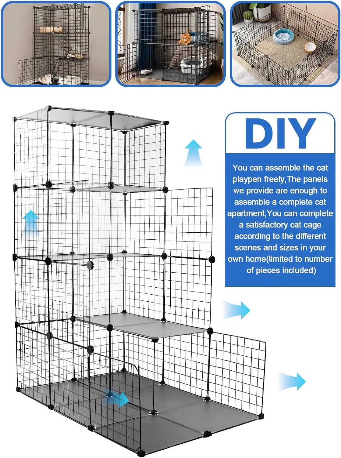 Cat Cage Indoor Cat Enclosures, 3 tier