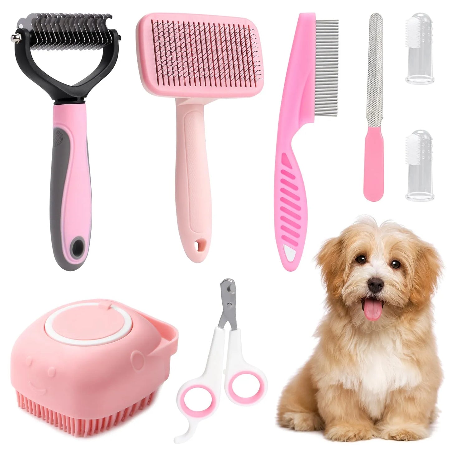 8-piece dog brush grooming set,