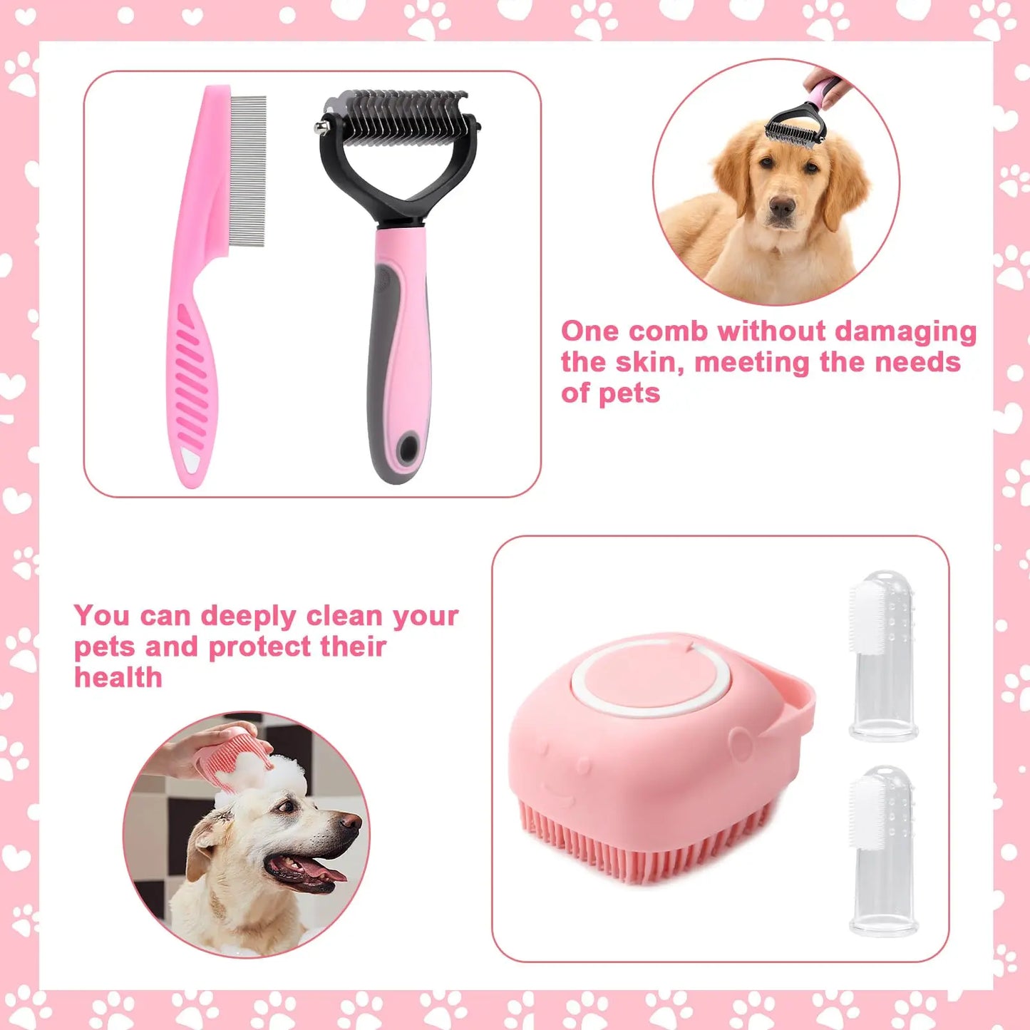 8-piece dog brush grooming set,