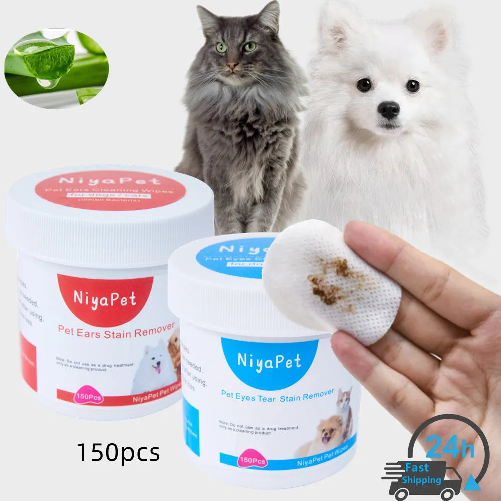 150Pcs Pet Wipes Dog Cat Eyes Ears