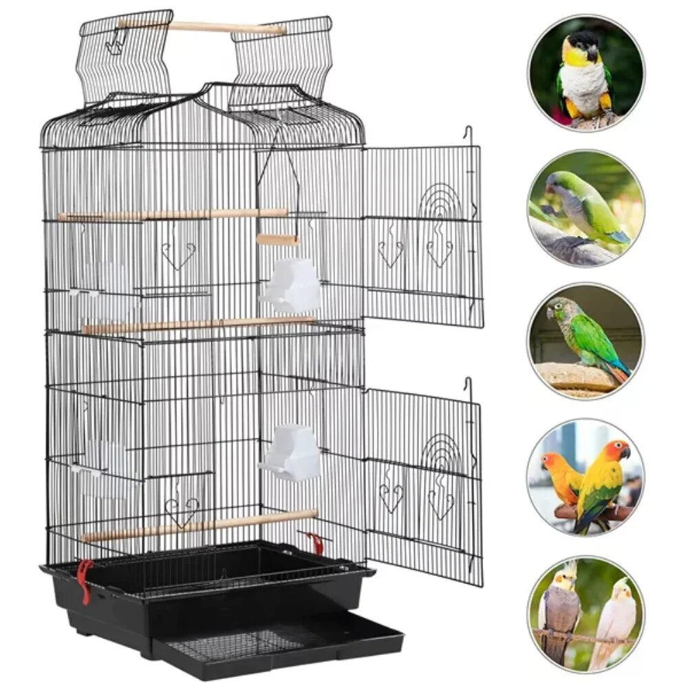 Large Metal Bird Cage with Play Top - okpetssupplies.com