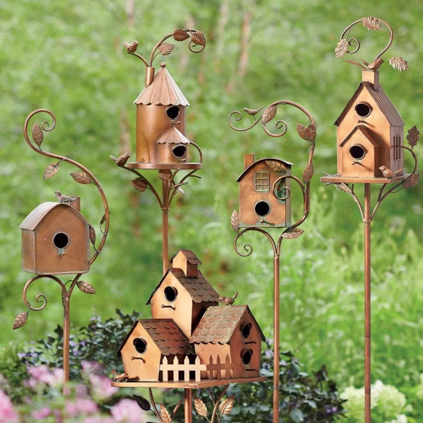 Retro  copper Bird House With Pole