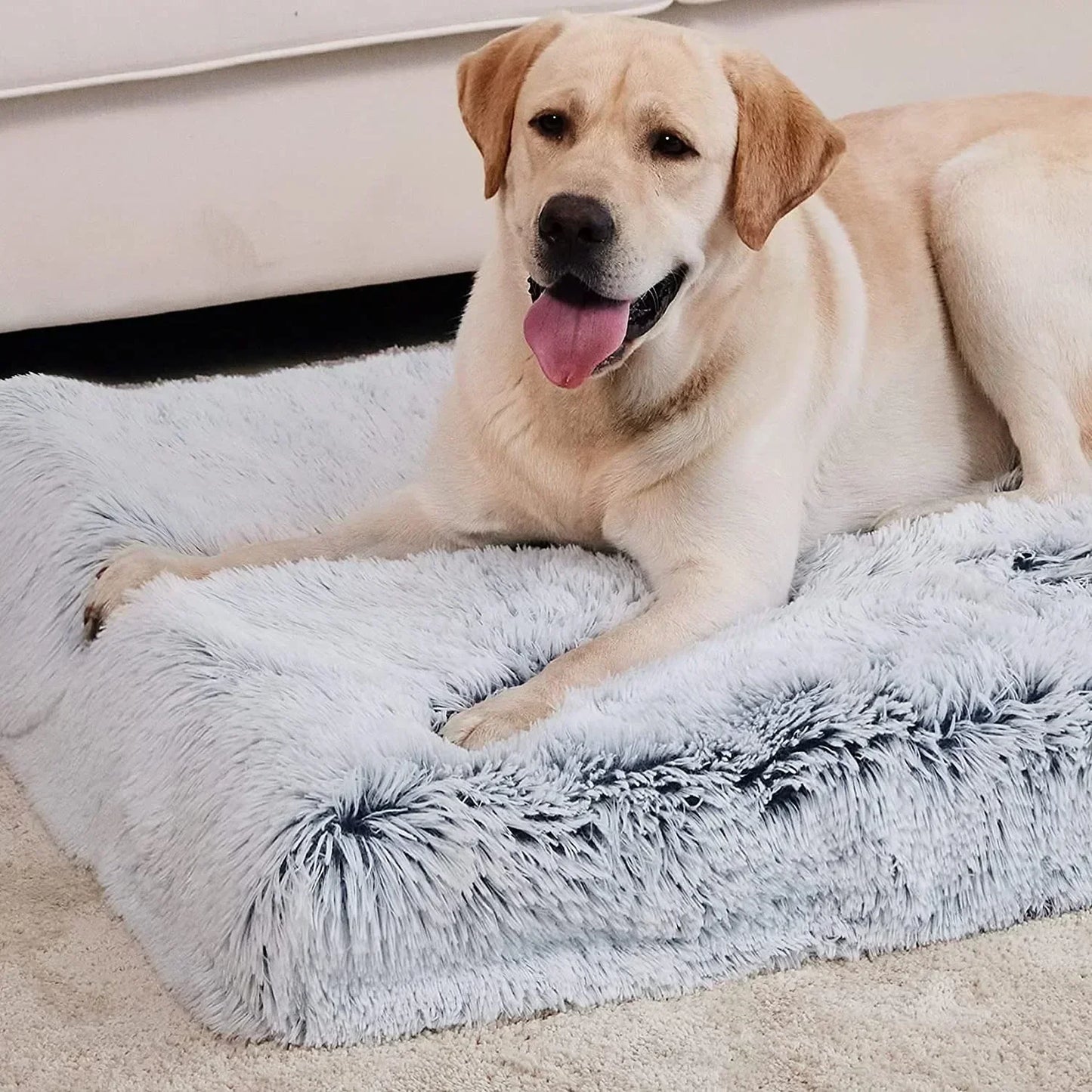 Long Plush Dog Bed, Pet Blanket