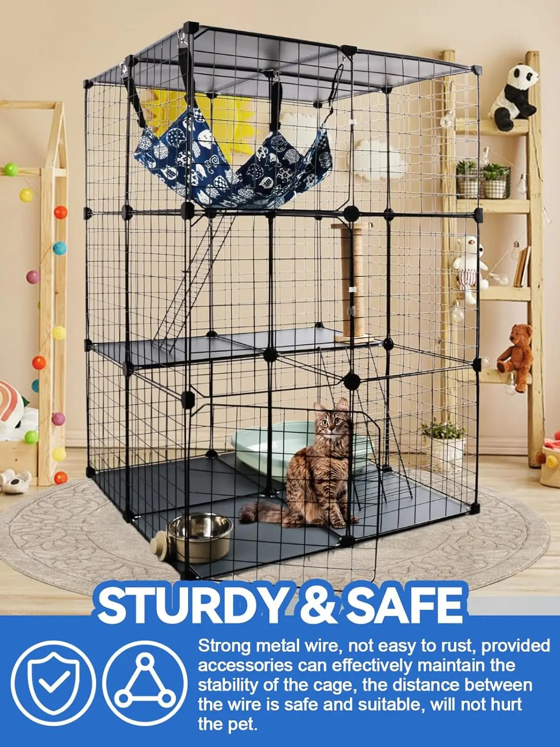 Cat Cage Indoor Cat Enclosures, 3 tier