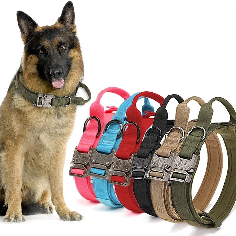 Military Tactical Dog Collar Adjustable
 Outdoor Walking Training - okpetssupplies.com