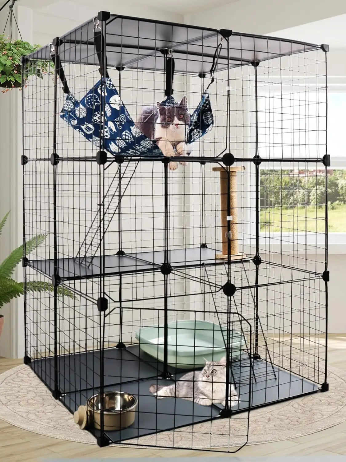 Cat Cage Indoor Cat Enclosures, 3 tier