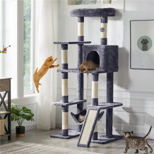 Cat Tree Tower with Hammock and Scratching Posts, - okpetssupplies.com