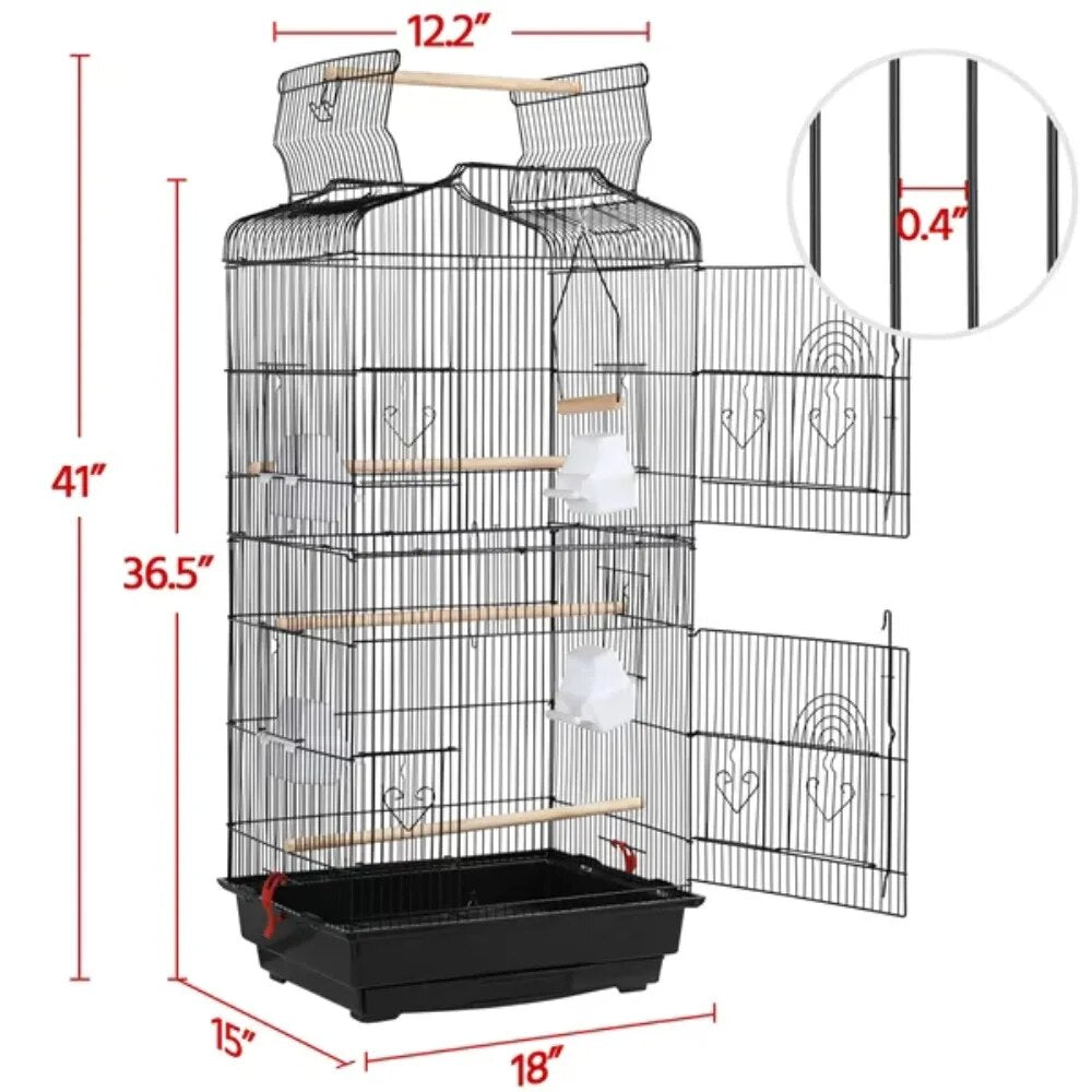 Large Metal Bird Cage with Play Top - okpetssupplies.com