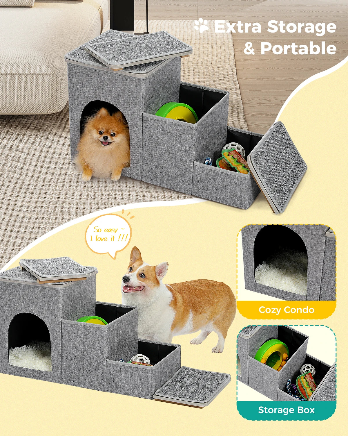 Foldable Pet Steps Dog House Condo Ladder for Small Dog