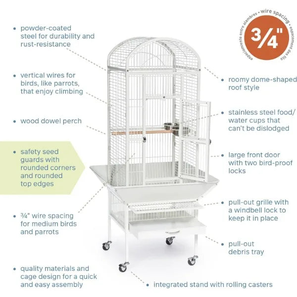 Prevue Pet Products 34512 Dometop Bird Cage, Small, Chalk White